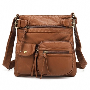 Kvinder Multi-pocket Casual Pu Læder Crossbody Taske