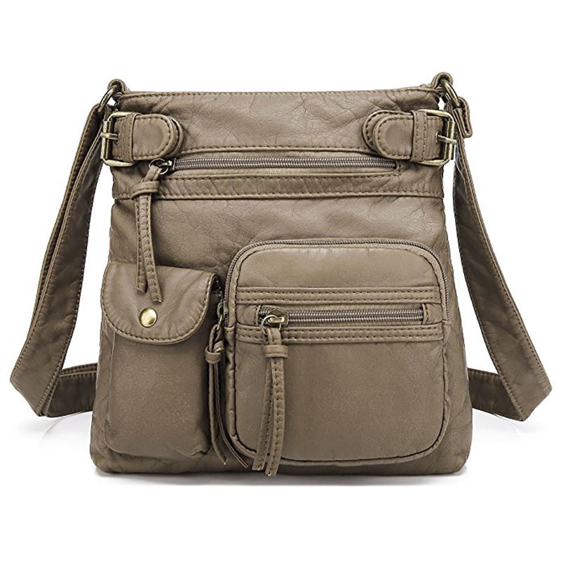 Kvinder Multi-pocket Casual Pu Læder Crossbody Taske