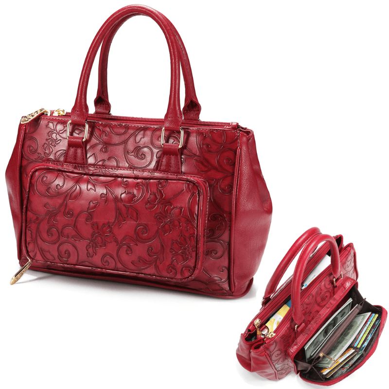Kvinder Præget Håndtaske Floral Mode Crossbody Taske