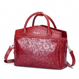 Kvinder Præget Håndtaske Vintage Blomster Kinesisk Skulder Crossbody Taske