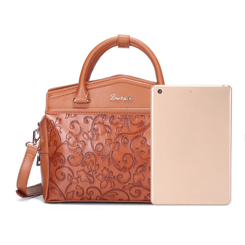 Kvinder Præget Håndtaske Vintage Blomster Kinesisk Skulder Crossbody Taske