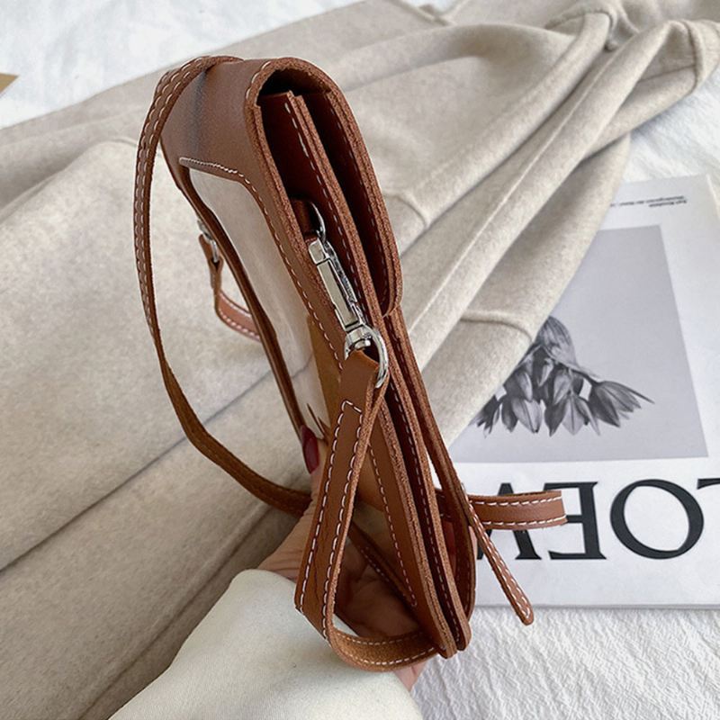 Kvinder Pu Blødt Læder Vandtæt Gennemsigtig Touch-screen Telefontaske Crossbody Taske Skuldertaske