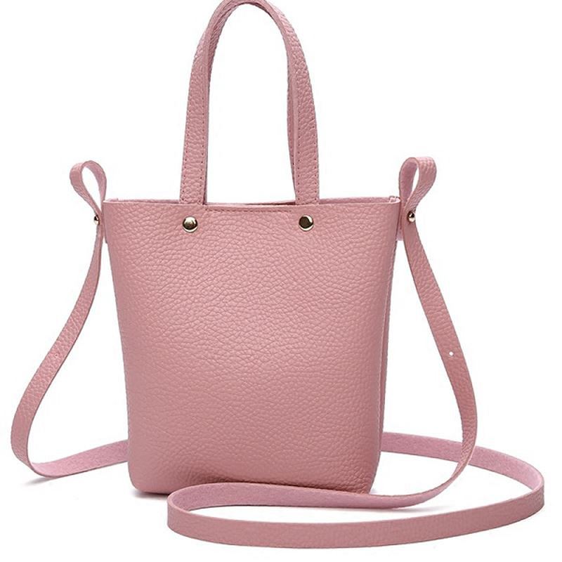 Kvinder Pu-læder Candy Color Lille Håndtaske Telefontaske Skuldertaske Crossbody-taske