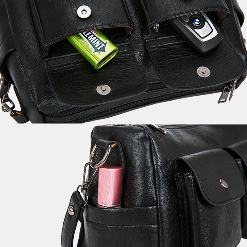 Kvinder Pu Læder Stor Kapacitet Multi-lomme Retro 6.3 Tommer Telefontaske Crossbody Tasker Skuldertaske
