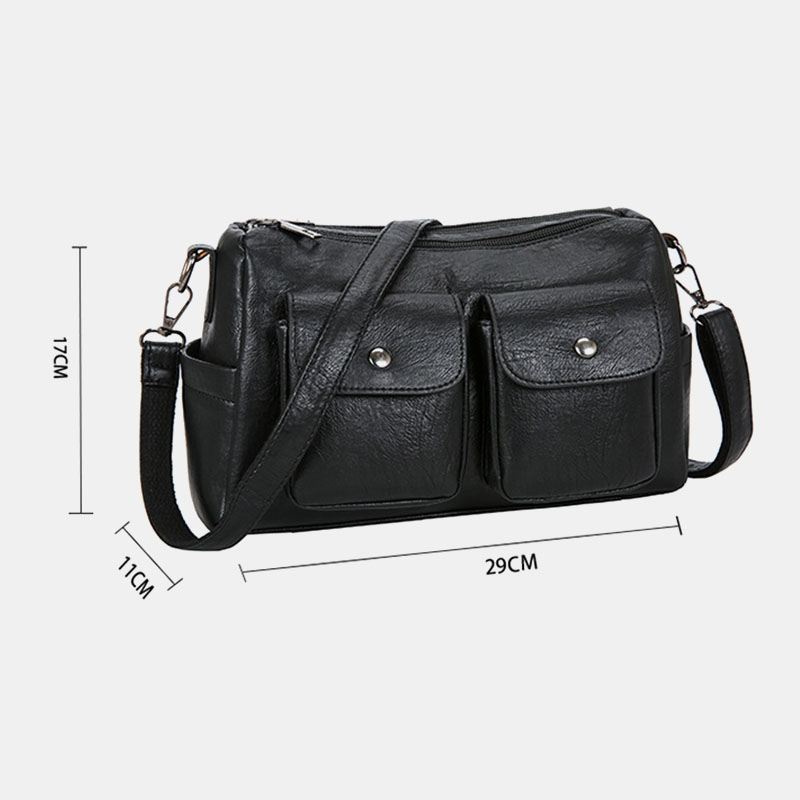 Kvinder Pu Læder Stor Kapacitet Multi-lomme Retro 6.3 Tommer Telefontaske Crossbody Tasker Skuldertaske