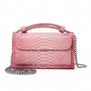 Kvinder Snake Skin Ægte Læder Kæde Skuldertaske Crossbody Taske Håndtaske Lang Tegnebog