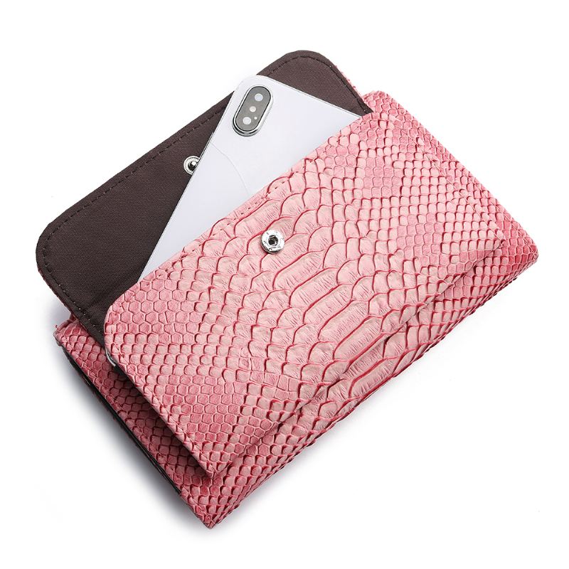 Kvinder Snake Skin Ægte Læder Kæde Skuldertaske Crossbody Taske Håndtaske Lang Tegnebog
