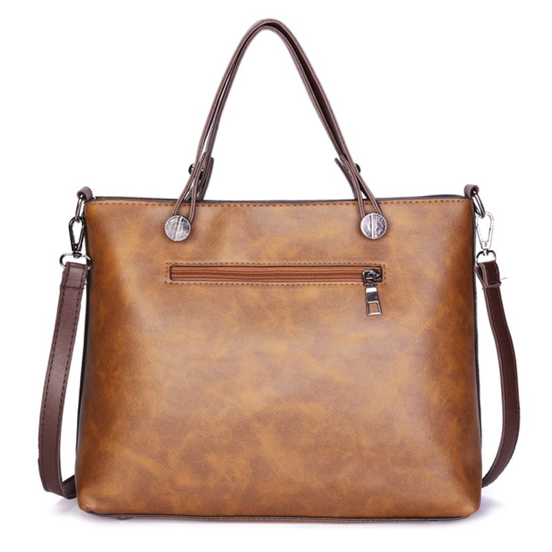 Kvinder Solid Dating Blødt Læder Large Capacity Tote Bag