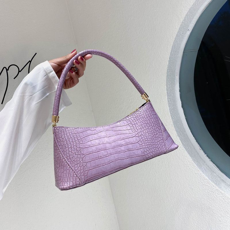 Kvinder Solid Krokodille Mønster Satchel Skuldertaske
