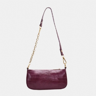 Kvinder Solid Krokodille Mønster Skuldertaske Crossbody Taske