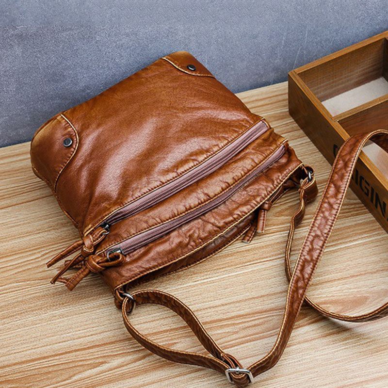 Kvinder Solid Multi-pocket Midaldrende Crossbody Bag Skuldertaske
