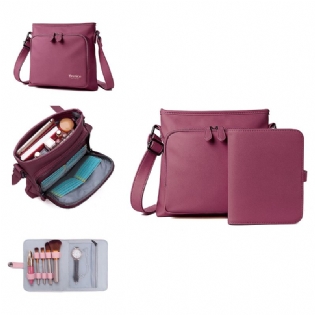 Kvinder Solid Multifunktionel Muti Card Slots 2 Stykker Crossbody Bag Skuldertaske