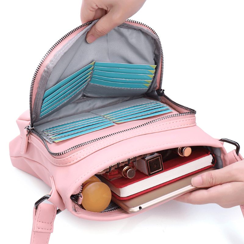 Kvinder Solid Multifunktionel Muti Card Slots 2 Stykker Crossbody Bag Skuldertaske