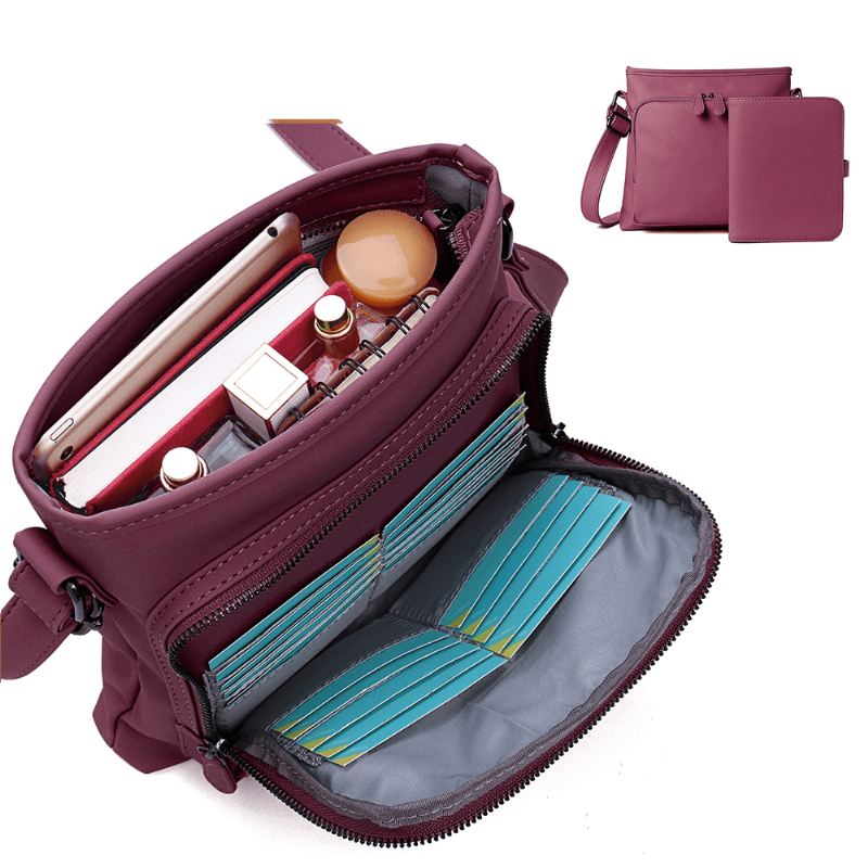 Kvinder Solid Multifunktionel Muti Card Slots 2 Stykker Crossbody Bag Skuldertaske