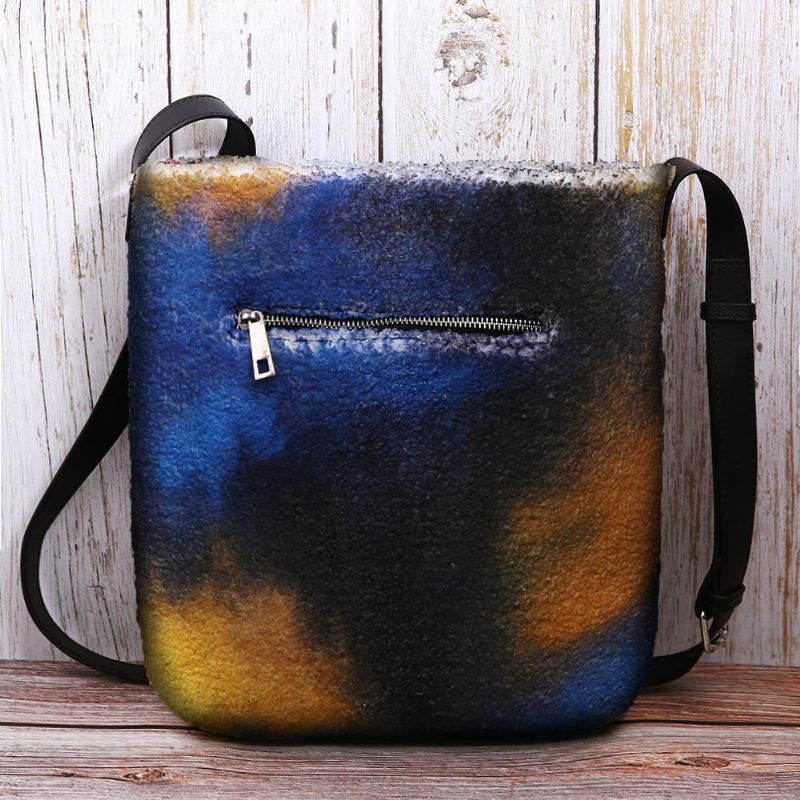 Kvinder Stjernehimmel Farverig Diy Lammehårtaske Crossbody-taske
