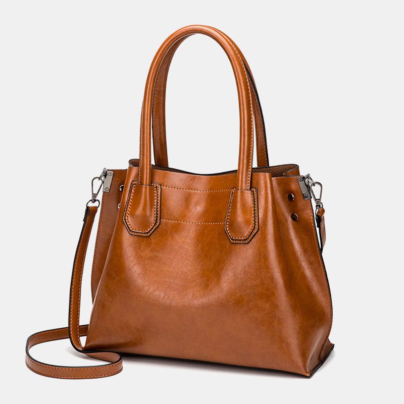 Kvinder Stor Kapacitet Olievoks Håndtaske Crossbody Taske Skuldertaske