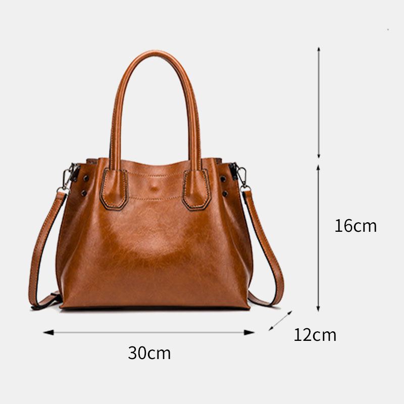 Kvinder Stor Kapacitet Olievoks Håndtaske Crossbody Taske Skuldertaske