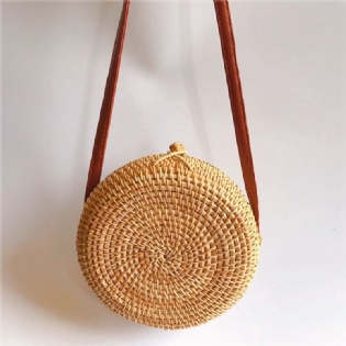Kvinder Straw Hollow Out Crossbody Bag Rejse Skuldertaske
