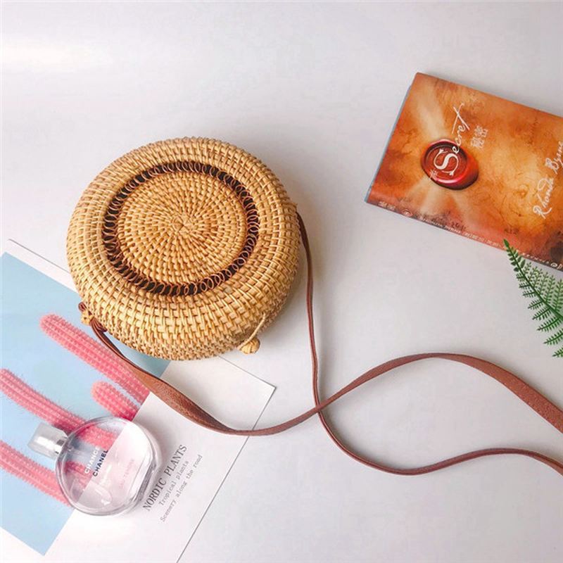 Kvinder Straw Hollow Out Crossbody Bag Rejse Skuldertaske