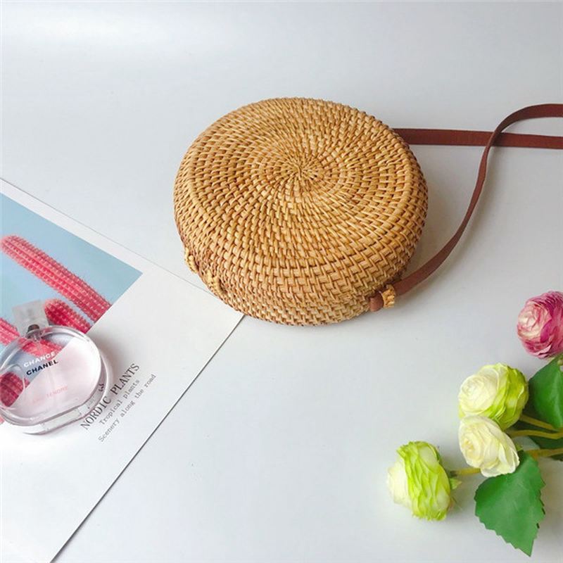 Kvinder Straw Hollow Out Crossbody Bag Rejse Skuldertaske