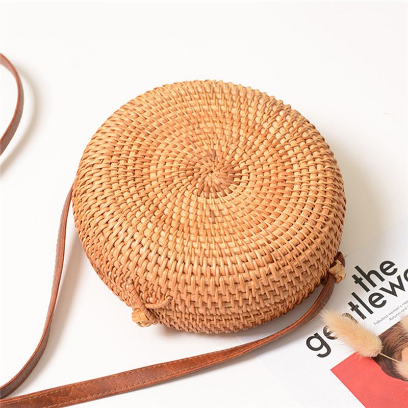 Kvinder Straw Hollow Out Crossbody Bag Rejse Skuldertaske