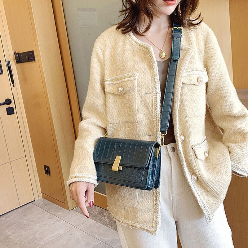 Kvinder Vintage Lizard Grain Crossbody Bag Skuldertaske