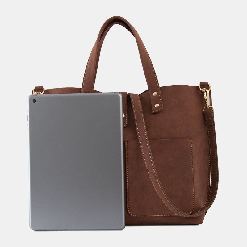 Kvinder Vintage Stor Kapacitet Vandtæt Imiteret Læder Crossbody Taske Casual Håndtaske