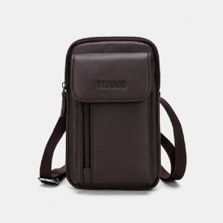 Mænd Ægte Læder 6.3 Tommer Telefonholder Bæltetaske Crossbody Taske
