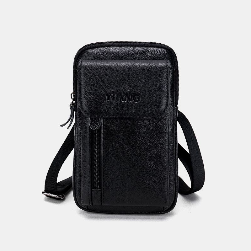 Mænd Ægte Læder 6.3 Tommer Telefonholder Bæltetaske Crossbody Taske