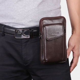 Mænd Ægte Læder 6.5 Tommer Telefontaske Taljetaske Bæltetaske Crossbody-taske