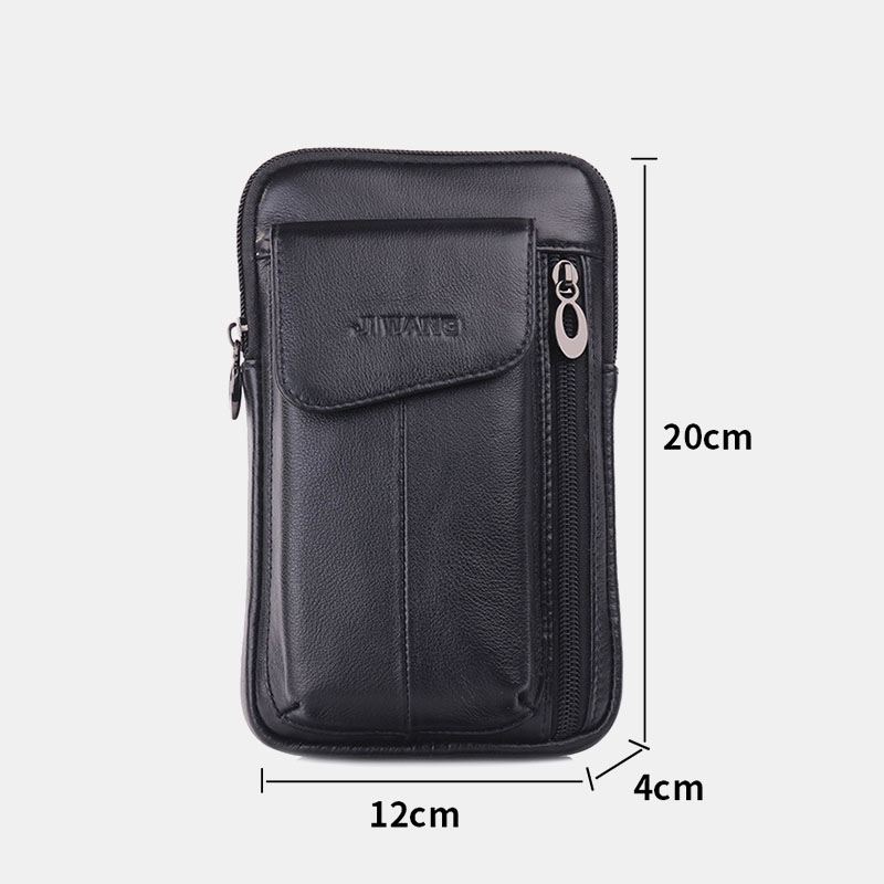 Mænd Ægte Læder 6.5 Tommer Telefontaske Taljetaske Bæltetaske Crossbody-taske
