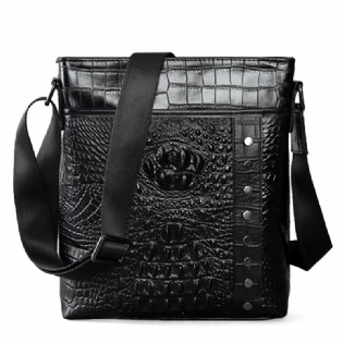 Mænd Ægte Læder Alligator Mønster Skuldertaske Leisure Business Crossbody Taske Dokumentmappe