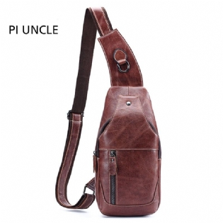Mænd Ægte Læder Anti-theft Crossbody Bag Brysttaske