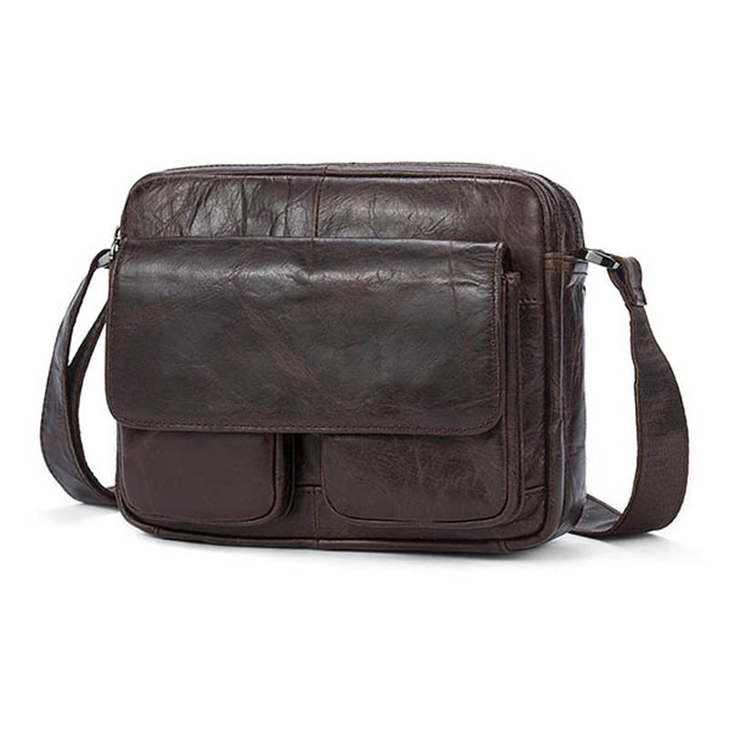Mænd Ægte Læder Fritid Retro Mode Skulder Crossbody Taske