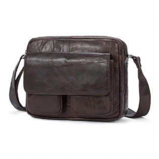 Mænd Ægte Læder Fritid Retro Mode Skulder Crossbody Taske