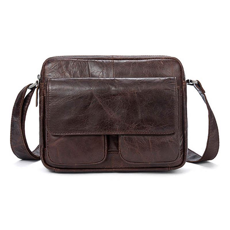 Mænd Ægte Læder Fritid Retro Mode Skulder Crossbody Taske