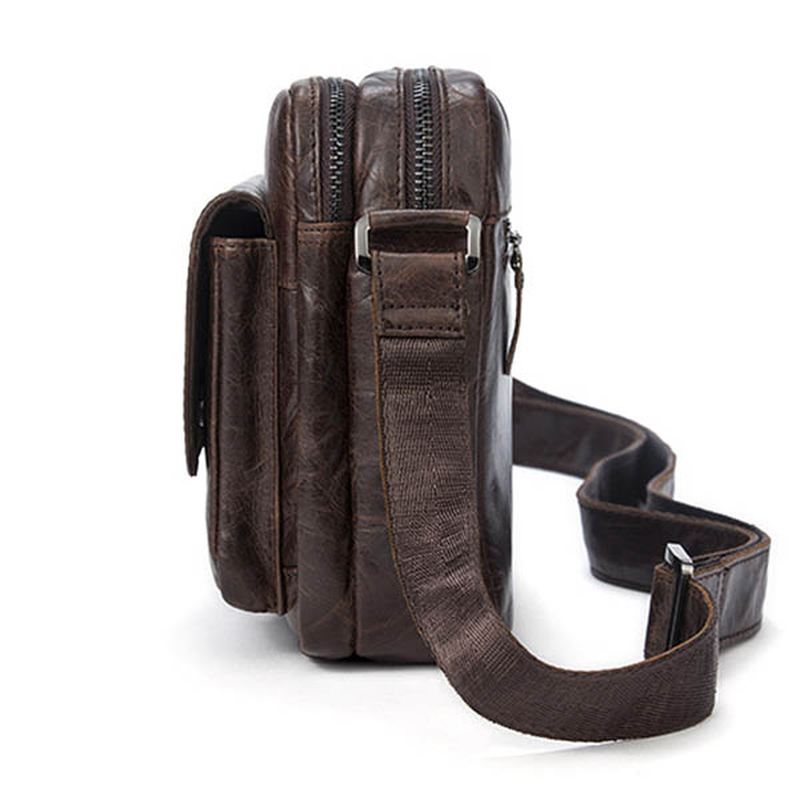 Mænd Ægte Læder Fritid Retro Mode Skulder Crossbody Taske