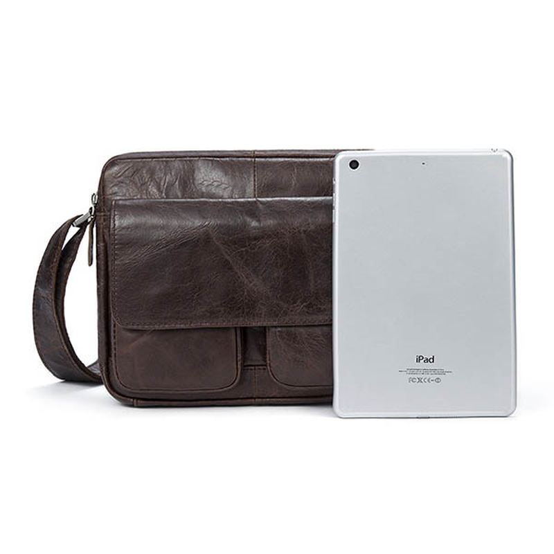 Mænd Ægte Læder Fritid Retro Mode Skulder Crossbody Taske