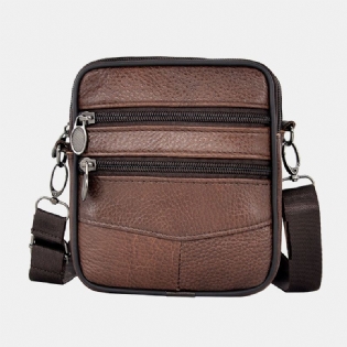 Mænd Ægte Læder Med Stor Kapacitet Business Multi-carry Crossbody-taske