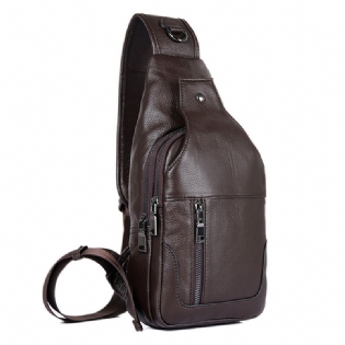 Mænd Ægte Læder Minimalistisk Vintage Crossbody Taske Leisure Business Brysttaske Weekendtaske