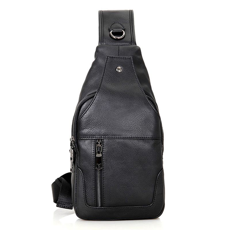 Mænd Ægte Læder Minimalistisk Vintage Crossbody Taske Leisure Business Brysttaske Weekendtaske