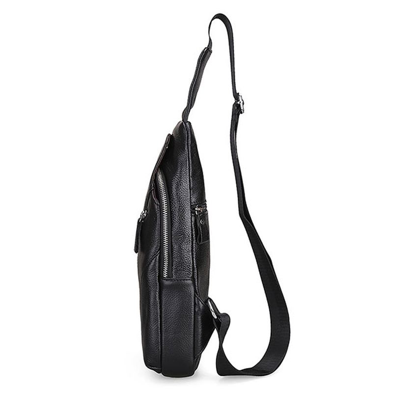 Mænd Ægte Læder Mode Casual Chest Pack Daypack Sling Bag Skuldertaske