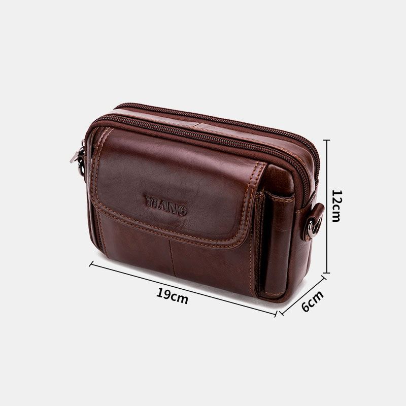 Mænd Ægte Læder Multi-funktion Vintage Cross Body Taske Udendørs Talje Bælte Taske