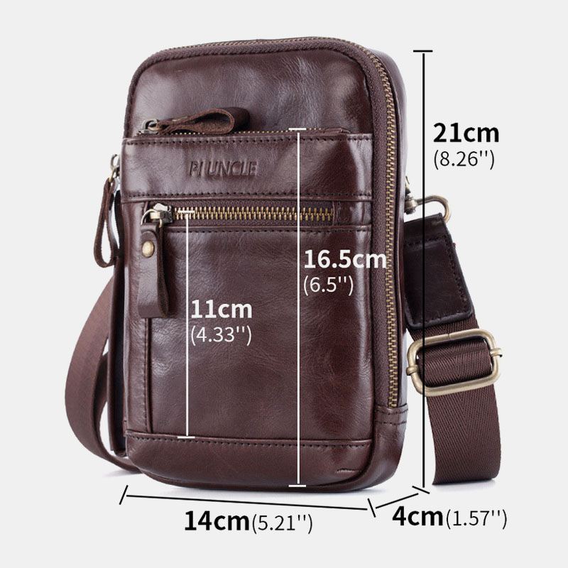 Mænd Ægte Læder Multi-layer Crossbody-taske Taljebælte-taske Skuldertaske Telefontaske