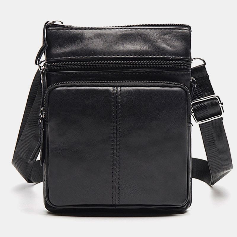 Mænd Ægte Læder Multi-lomme Casual Business 6.3 Tommer Telefontaske Crossbody Tasker Første Lag Okselæder Skuldertaske