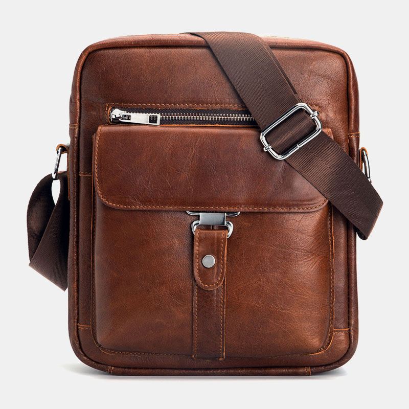 Mænd Ægte Læder Multifunktion Anti-tyveri Slidbestandig Vintage Business Crossbody Taske Skuldertaske