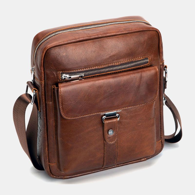 Mænd Ægte Læder Multifunktion Anti-tyveri Slidbestandig Vintage Business Crossbody Taske Skuldertaske