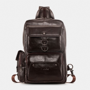 Mænd Ægte Læder Multifunktion Multi-carry Udendørs Rejse Kohud Crossbody Taske Rygsæk
