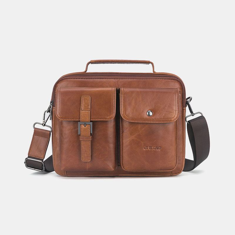 Mænd Ægte Læder Multifunktion Retro Håndtaske Med Stor Kapacitet Skuldertaske Cross Body Taske