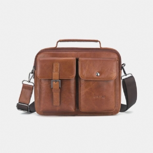 Mænd Ægte Læder Multifunktion Retro Håndtaske Med Stor Kapacitet Skuldertaske Cross Body Taske
